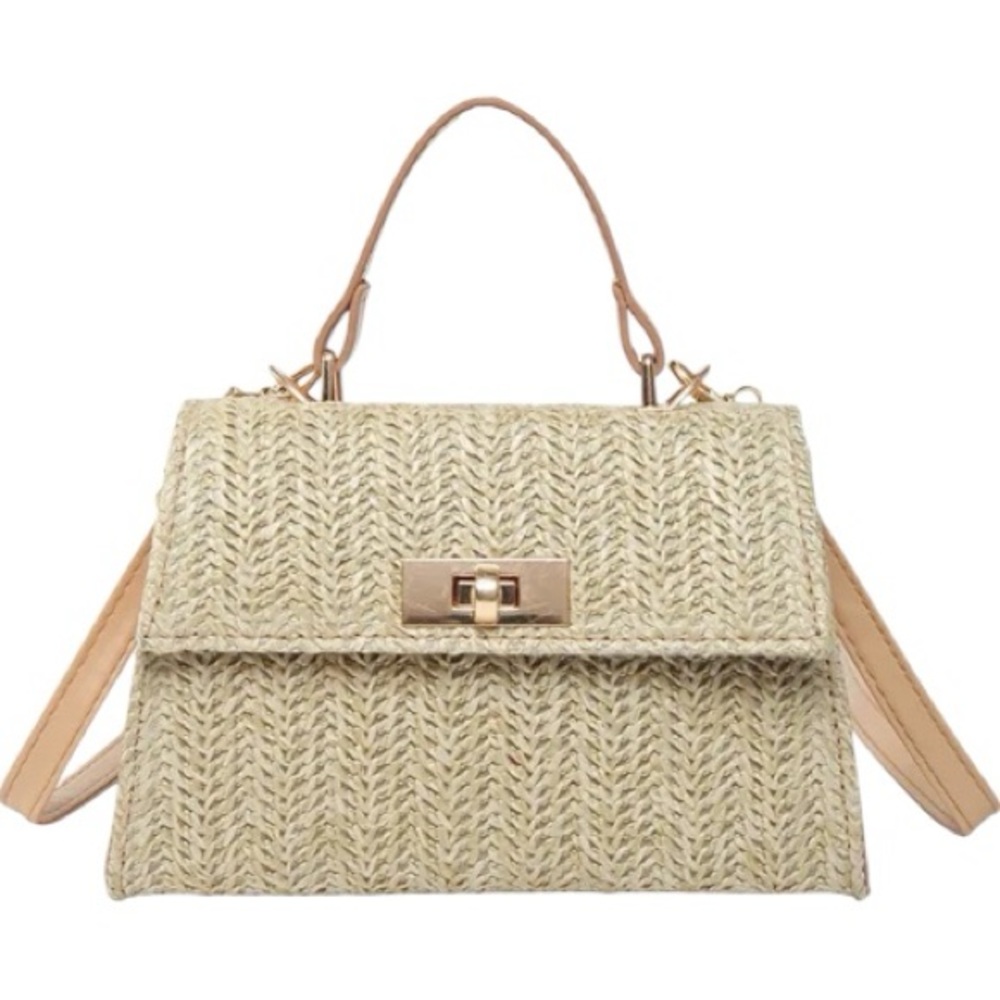Woven Straw Crossbody Bag and Top Hand Purse